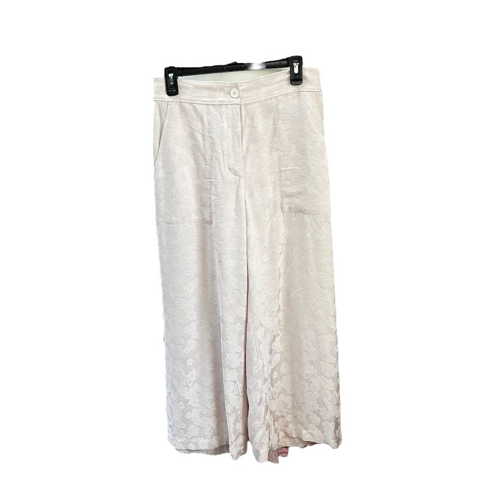 Club Monaco Pale Pink Floral Print Wide Leg Crop Trouser Women's Size 4